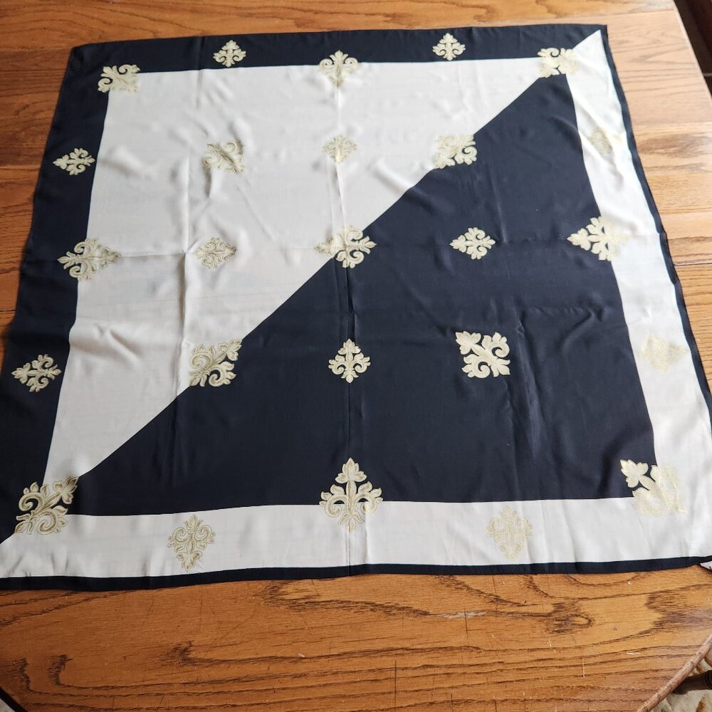 2/$20 SALE! Silk Scarf with Fleur-de-lis design
